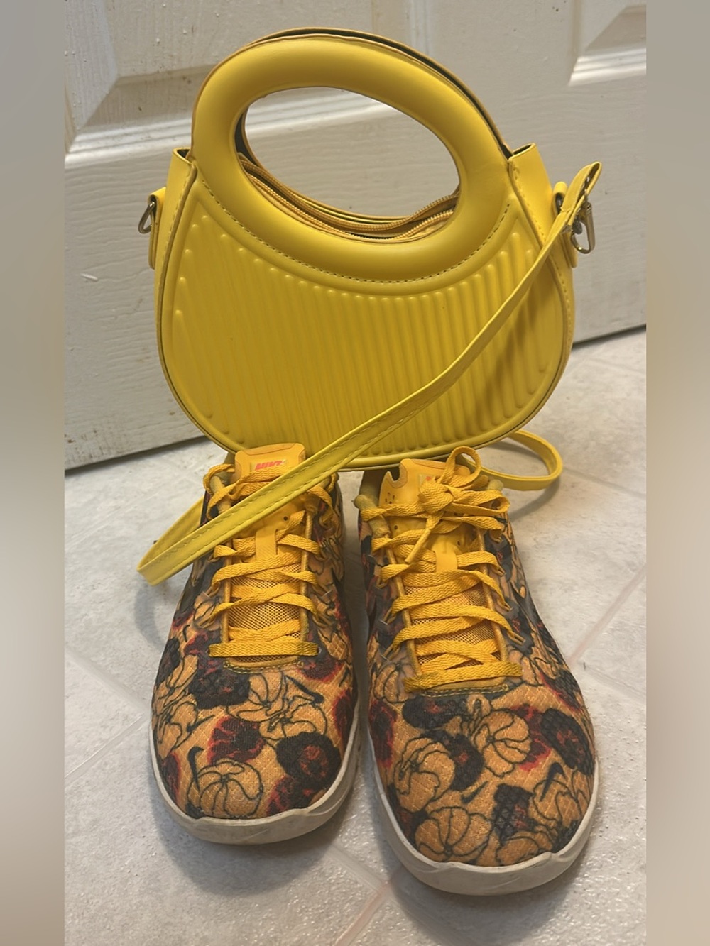 Nike Women's Yellow Floral Athletic Sneakers